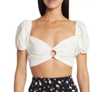 Elodie White Puff Sleeve Crop Top